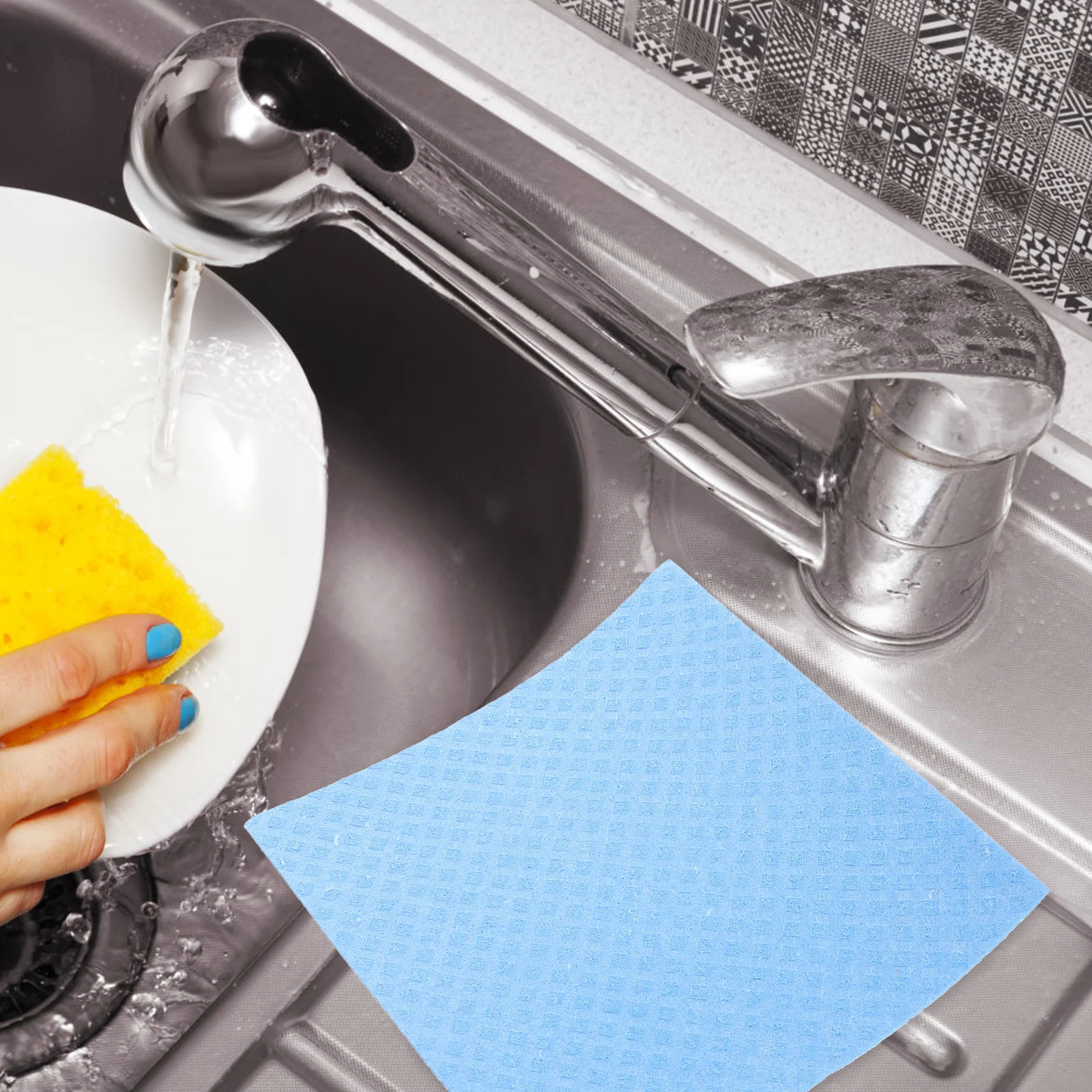 

5pcs Wood Fiber Dish Cloths Cellulose Cleaning Rags Kitchen Washcloths Reusable Durable Scrubbing Towels Washing Dishes