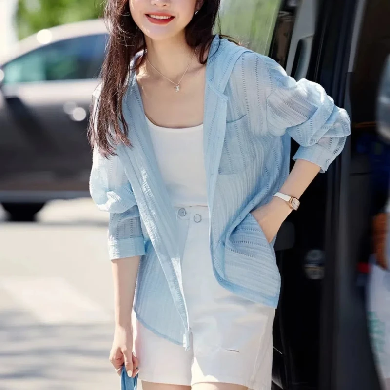 Spring Autumn Fashion Solid Shirts Women's Clothing Temperament Polo Neck Long Sleeve Single Pockets Breasted Korean Chic Tops