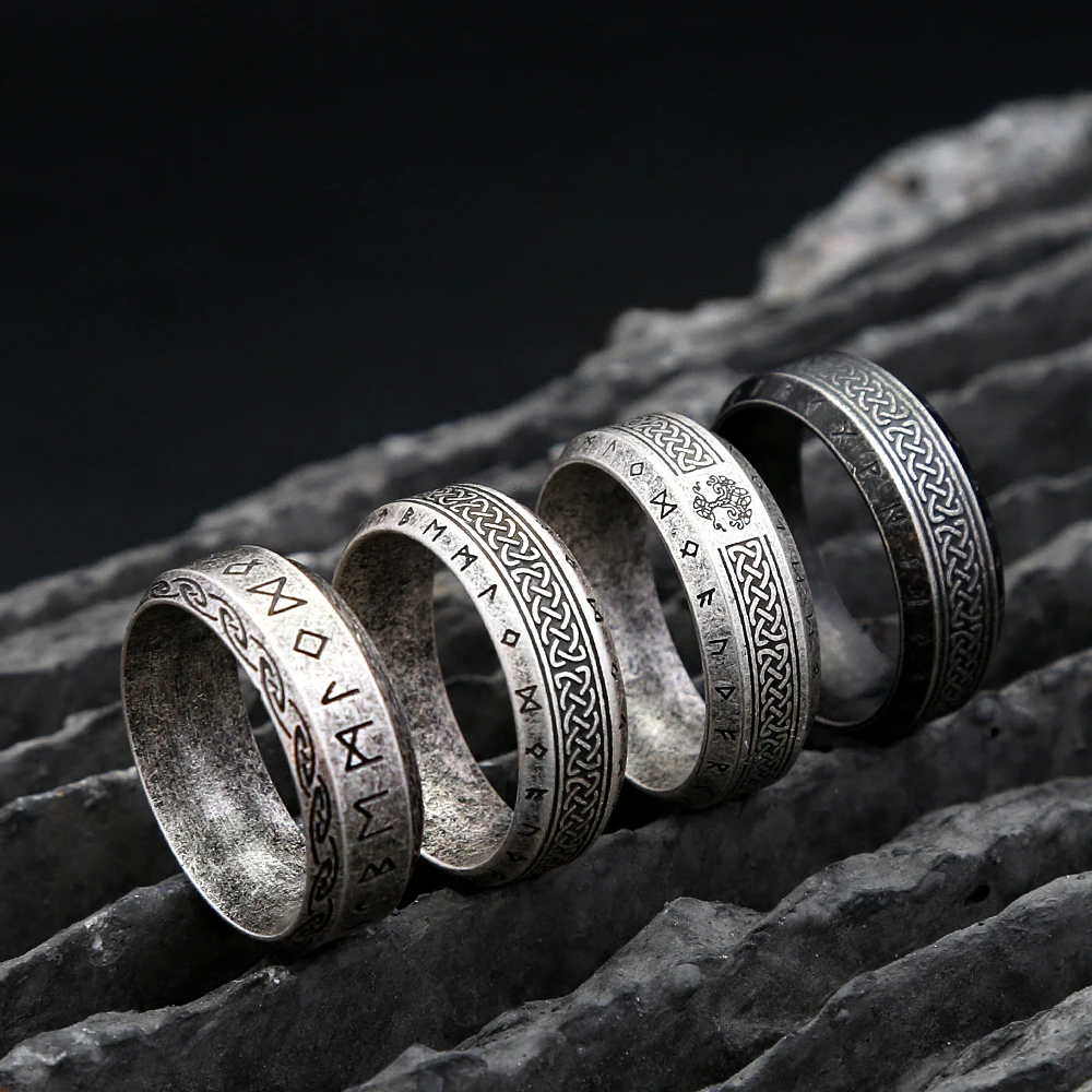 

Simple Vintage Celtic Knot Rings Stainless Steel Viking Tree Of Life Rune Ring For Men Women Amulet Jewelry Gift Dropshipping