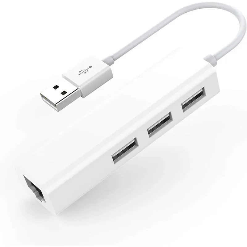 Usb ethernet com 3 portas usb hub 2.0 rj45 lan placa de rede usb para ethernet adaptador para mac ios android pc rtl8152 usb 2.0 hub