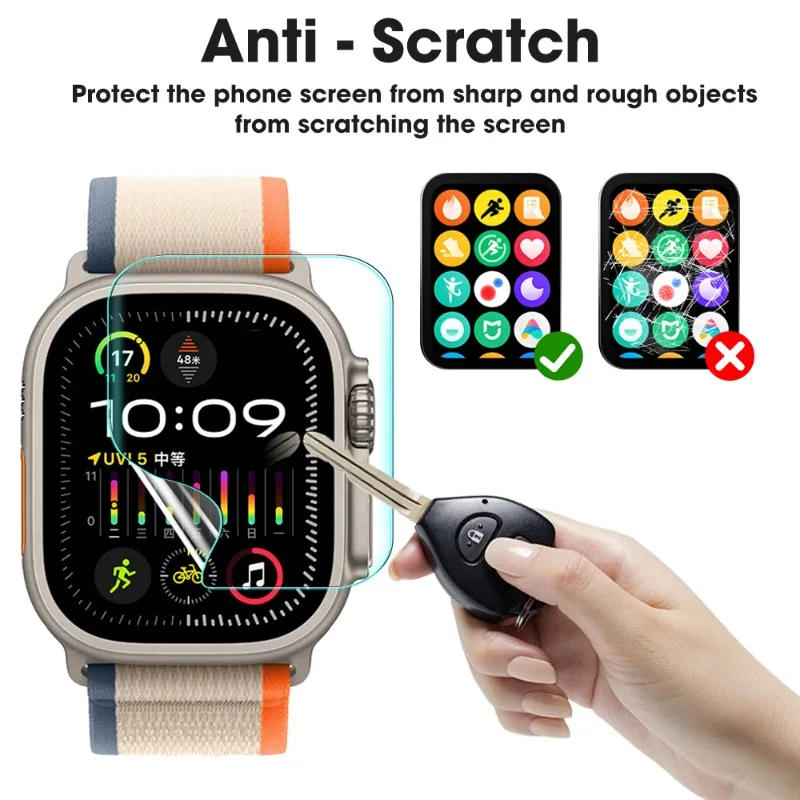 HD Transparent Screen Protector Film for Apple Watch Ultra2 Soft Hydrogel Film Protector Cover for IWatch Ultra2 41MM Not Glass image 3
