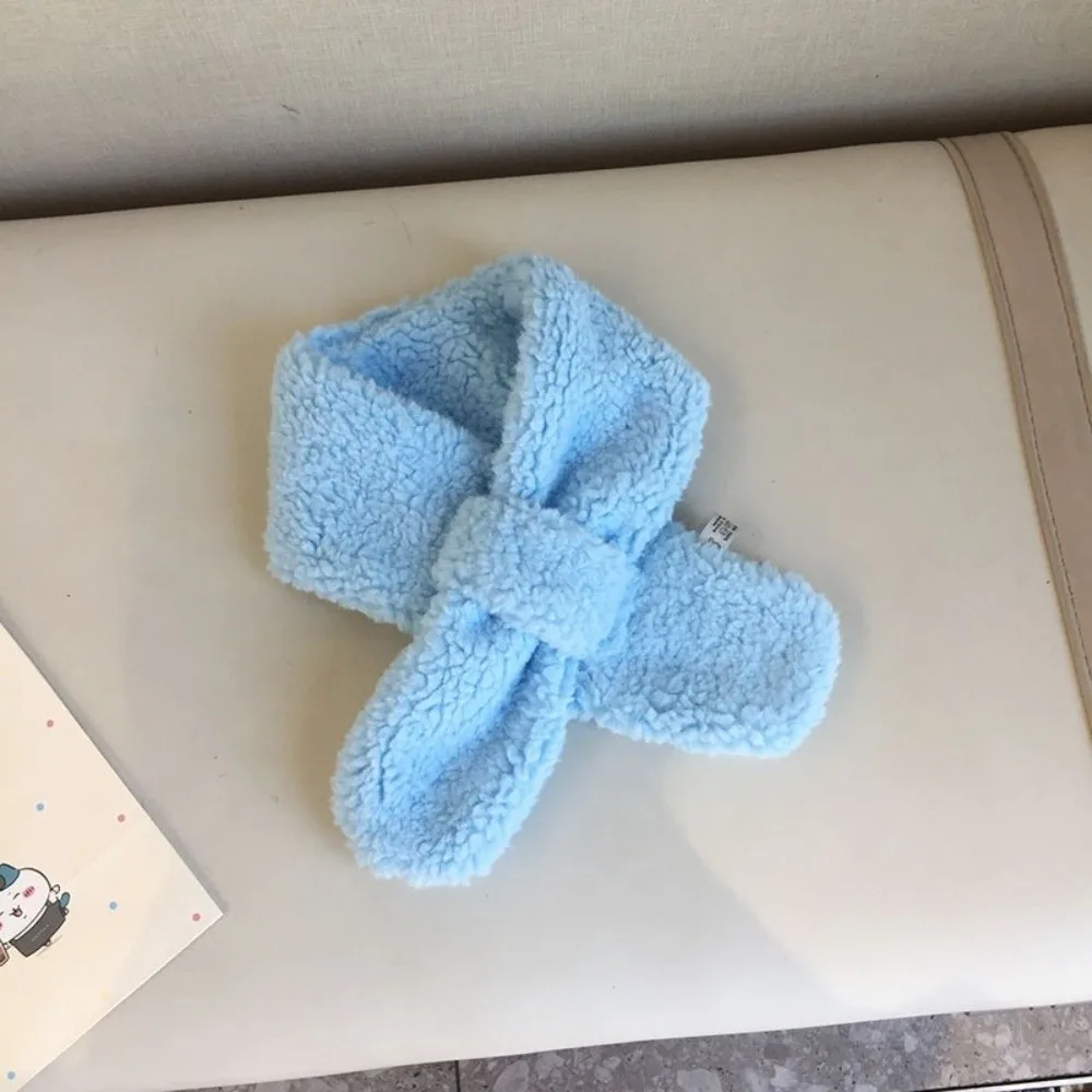 Bufanda de invierno cálida a la moda para niños, bufanda de lana de cordero suave de felpa, chal grueso bonito para niños y niñas