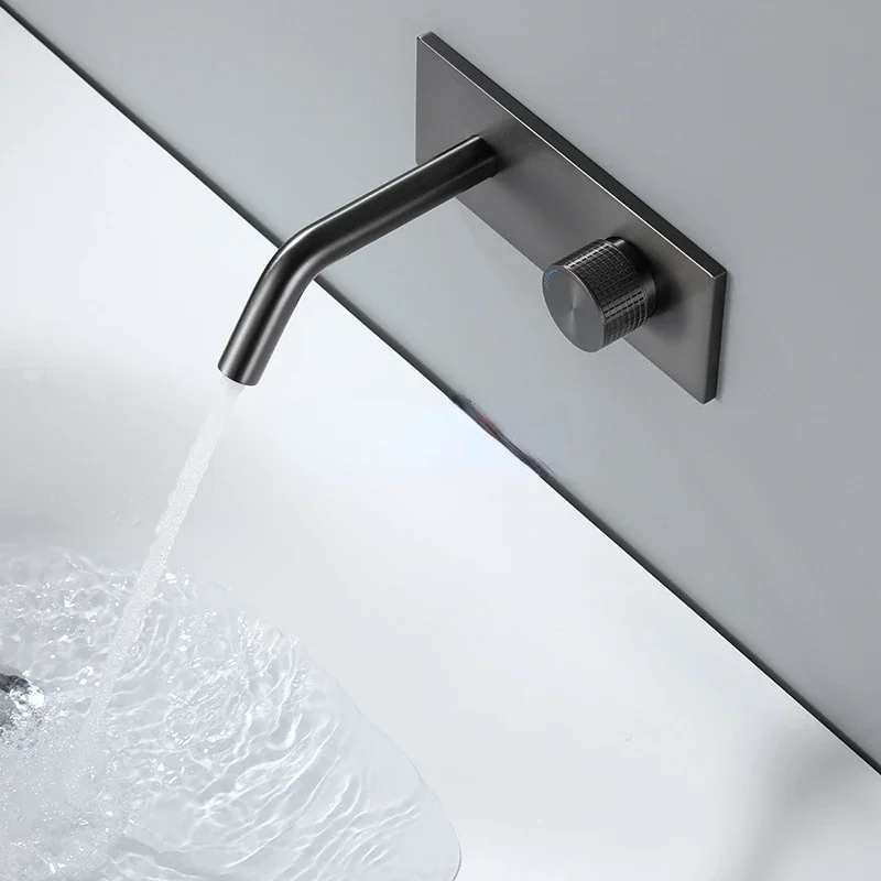 Fashionable Gunmetal Grey Concealed Hot & Cold Basin Faucet for Hotel and Home Bathroom Cabinet