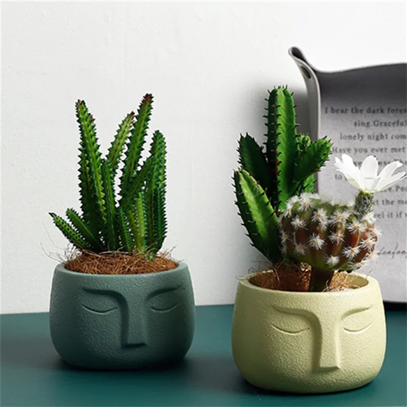 3D Face Cement Ashtray Mould DIY Concrete Planter Making Tools Silicone Flower Pot Mold Resin Craft Candle Holder Maker