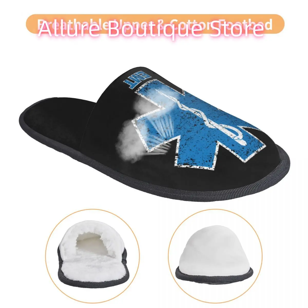 مخصص Emt نجمة الحياة شبشب منزل النساء لينة رغوة الذاكرة أحذية المسعف الطبية سيارة إسعاف مريح دافئ المضادة للانزلاق وحيد النعال #3