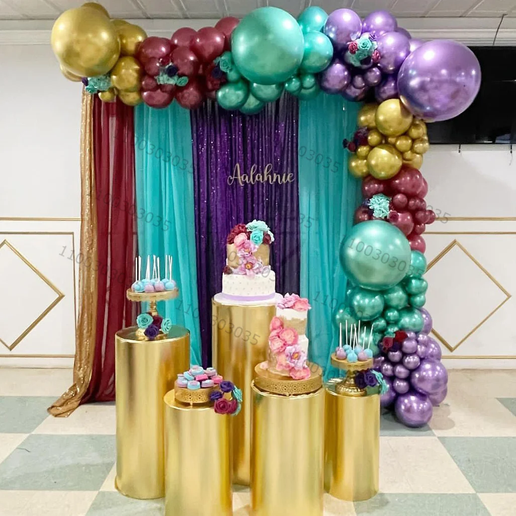 107Pcs Aladdin Jasmine Princess Foil Balloon Garland Happy Birthday Party Decoration Baby Shower Chrome Metallic Balloon