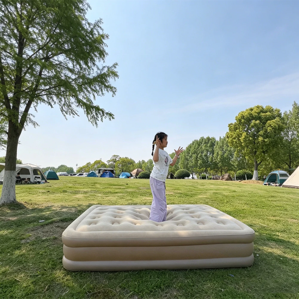 1/3 Person Built-in Pump Inflatable Camping Bed Mat PVC Interior Air Mattress for Glamping Sleeping