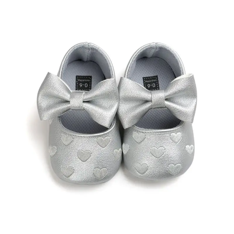 Scarpe Casual per bambini Bowknot Heart Soft Sole Toddler Princess calze per interni scarpe primi camminatori Prewalkers appena nati