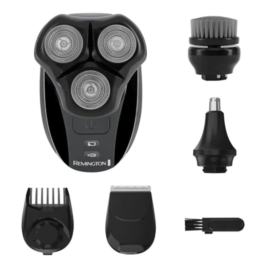 

Remington Balder 3 Head Shaver Dual-Track Cutting Heads Multi-Directional Pivot 45 Minute Run Time 100 Percent Waterproof Compl