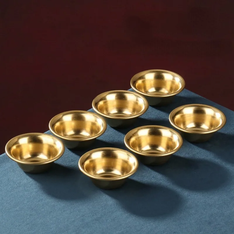 1Pc 7cm Pure Copper Drinking Bowl Brass Small Auspicious Tibetan Holy Creative Water Cup Tea Golden Home Decorative Buddhist