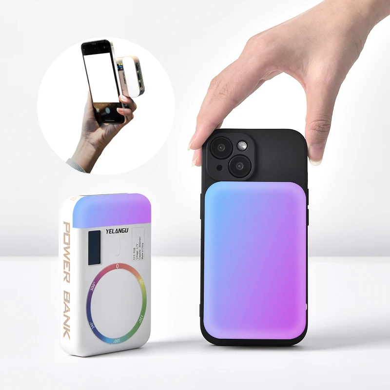 Magnetic Wireless Charging Double-Sided RGB Fill Light for Mobile Phone Shooting and Selfies