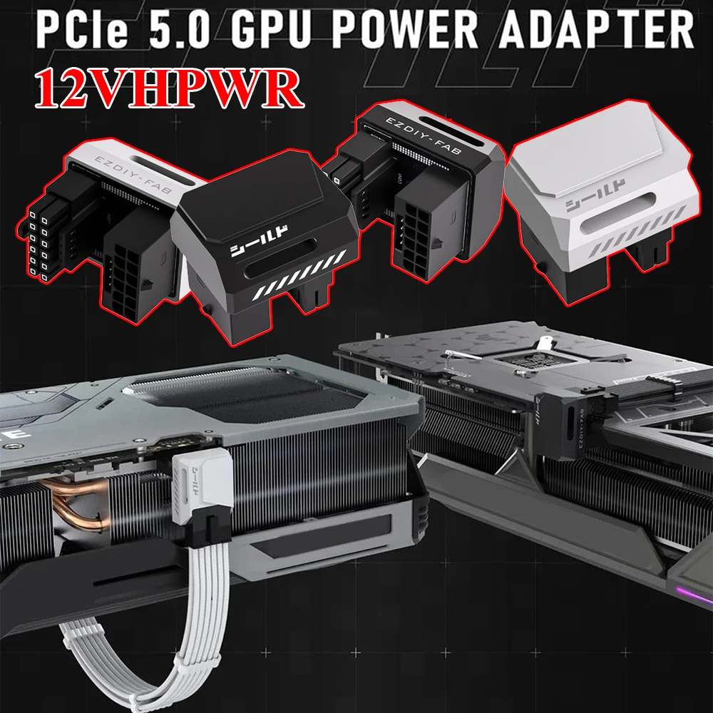 Adaptador de ángulo de 180 grados, conector de alimentación GPU de 16 Pines, 12VHPWR, 600W, Pcie 5,0, adaptador para 12 + 4 pines RTX 3090Ti 4070Ti 4080 4090