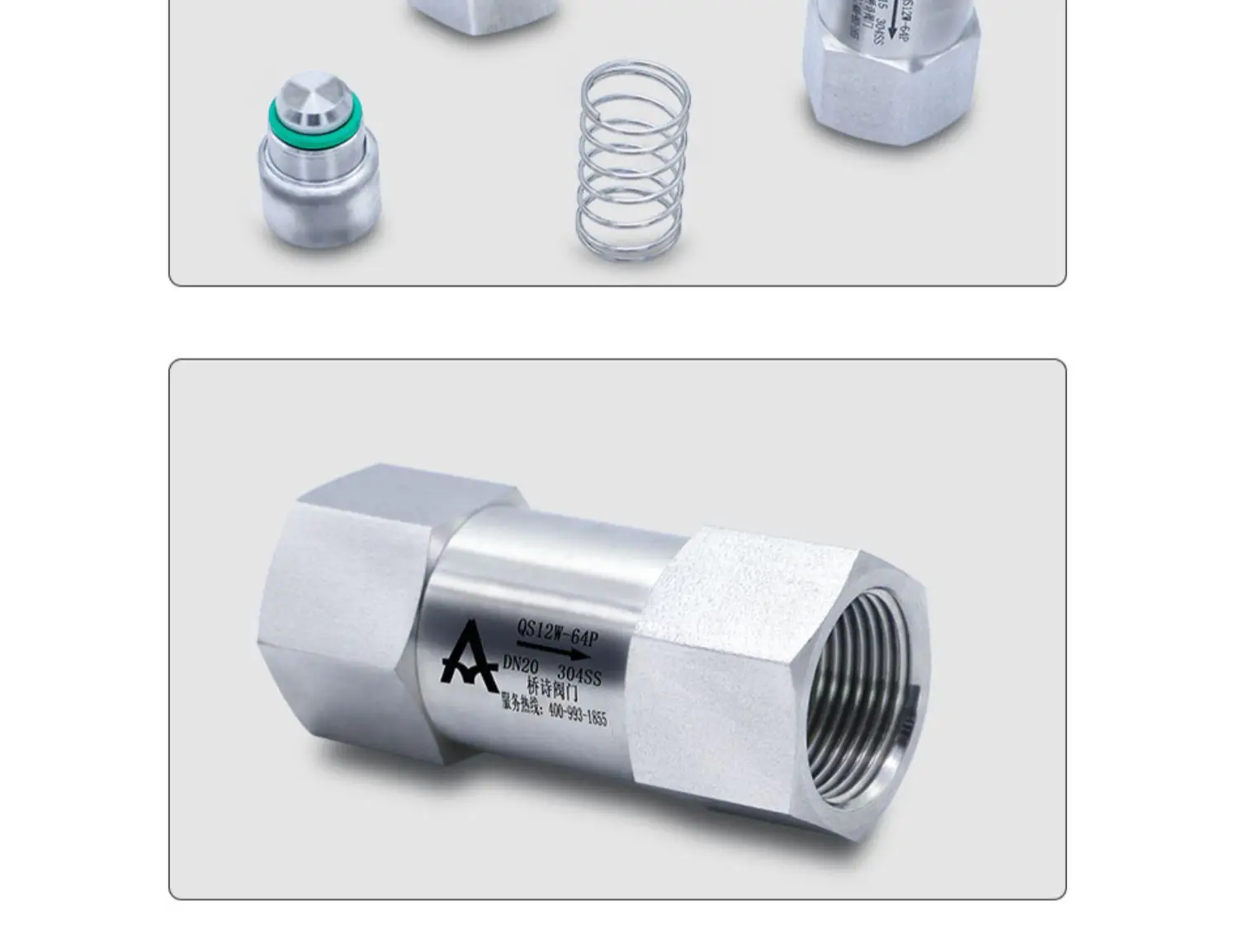 Split Type Stainless Steel Check Valve with Zero Leakage, Internal Thread Check Valve, Internal Thread Check Valve, Soft Seal