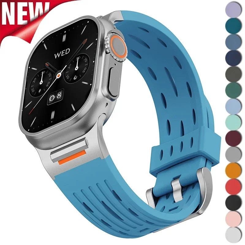 Silikonarmband für Apple Watch Band Ultra 2 49 mm 46 mm 42 mm 45 mm 44 mm 40 41 mm Atemarmband für IWatch Serie 10 9 8 7 6 5 4 3