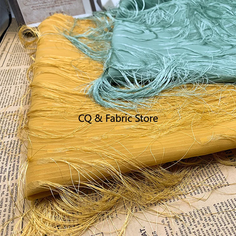 新しい超ロングタッセルジャカードカットフラワーシフォン生地水玉模様プラッシュ春夏レディースドレス生地