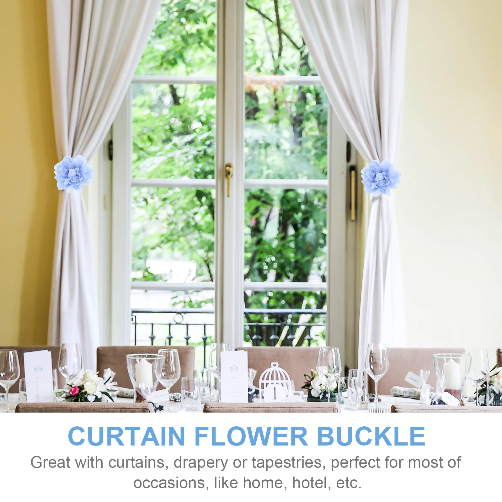 

2Pcs Curtain Flower Buckles Clips Tiebacks Easy to Use No Tools Required Fit with Home Decors Bring Elegance to Your Windows