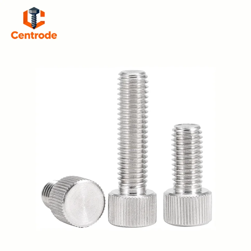 304 Stainless Steel Knurled Thumb Screws | Round Flat Head Single-End Hand-Tighten Screws M3-M8 Assortment