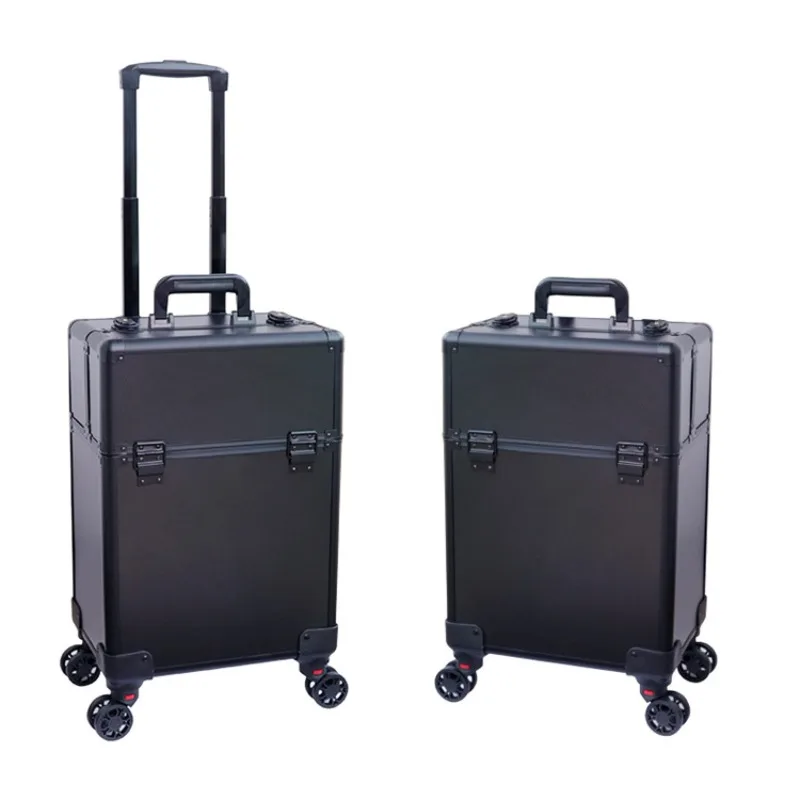 trolley cosmetic case, multi-layer large-capacity storage nail art pattern embroidery hair and makeup trolley cosmetic case