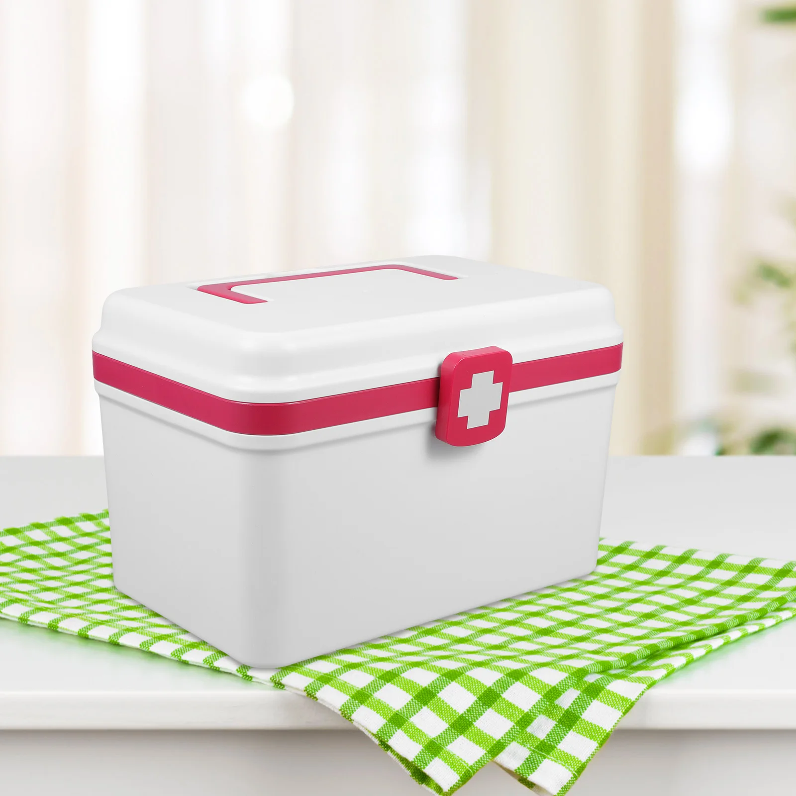 صندوق مساعد كبير لتخزين الأدوية، حاوية فارغة، طبقات متعددة، حماية من الختم، تصميم متعدد الاستخدامات #4