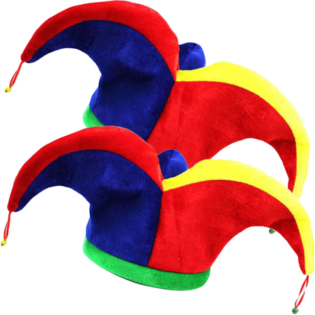 2Pcs Adults Jester Hat Funny Clown Hat Jester Costume Hat for Halloween Mardi Gras Birthday Festival Party