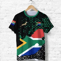 South Africa Map Flag Graphic T-shirt Fashion Springbok 3D Printing Tee Shirts For Men Clothing Emblem Tshirt Dashiki Tops GYM