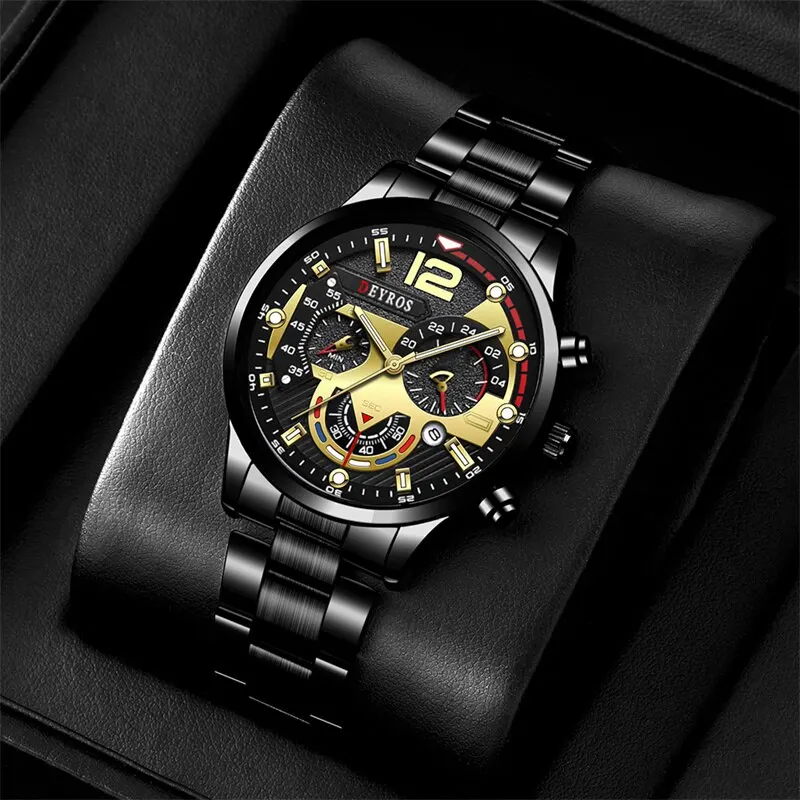 Luxury Fashion Mens Watches Stainless Steel Quartz Wristwatch Calendar Luminous Clock Men Business Casual Watch Reloj Hombre