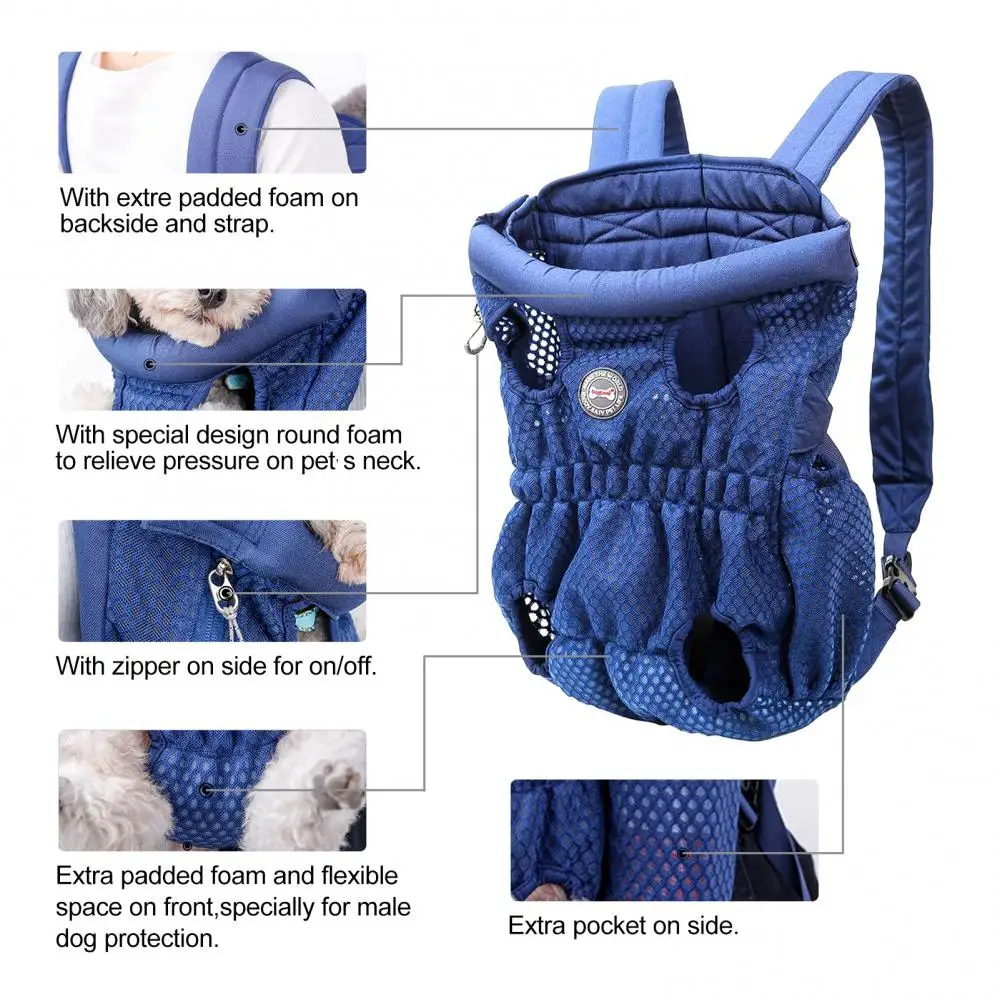 Hands-Free Cat Travel Bag Legs Out Front Pet Carrier Backpack For Small Medium Large Dogs Walking Hiking Bike Motorcycle