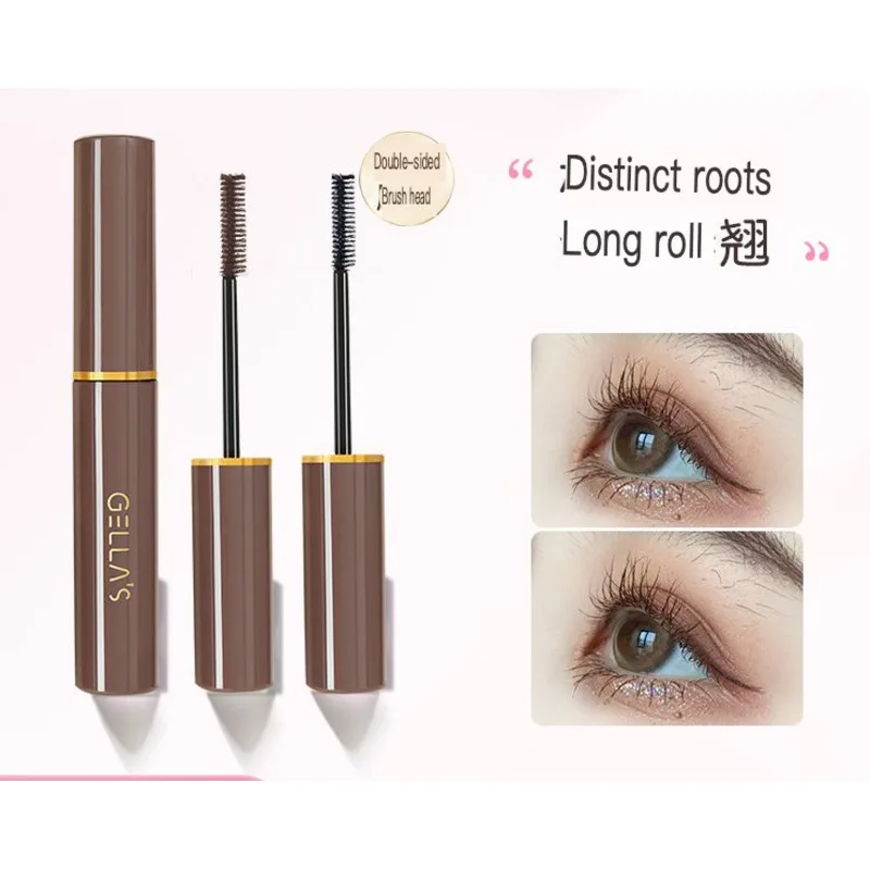 GELLAS Light Feather Curling Mascara Double-Sided Dual-Purpose Brush Head for Natural Long-Lasting Sunflower-Like Volume