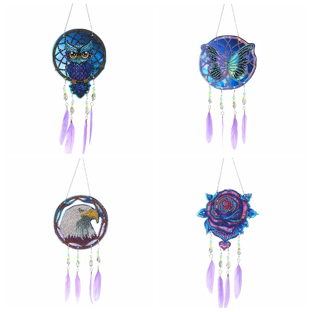 1pc/Set DIY Dream Catcher Diamond Painting Wind Chimes Owl Double sided Dreamcatcher Butterfly Diamond Art Dream Catchers