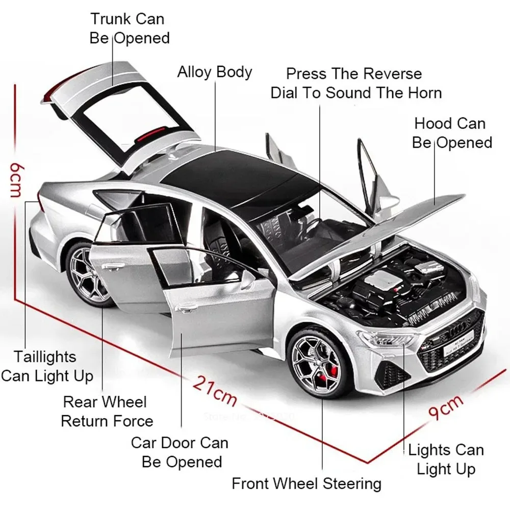 1:24 Q5 RS7 モデル合金車のおもちゃライトサウンドミニチュアカー 6 ドアオープンホイールプルバック車子供大人のギフト