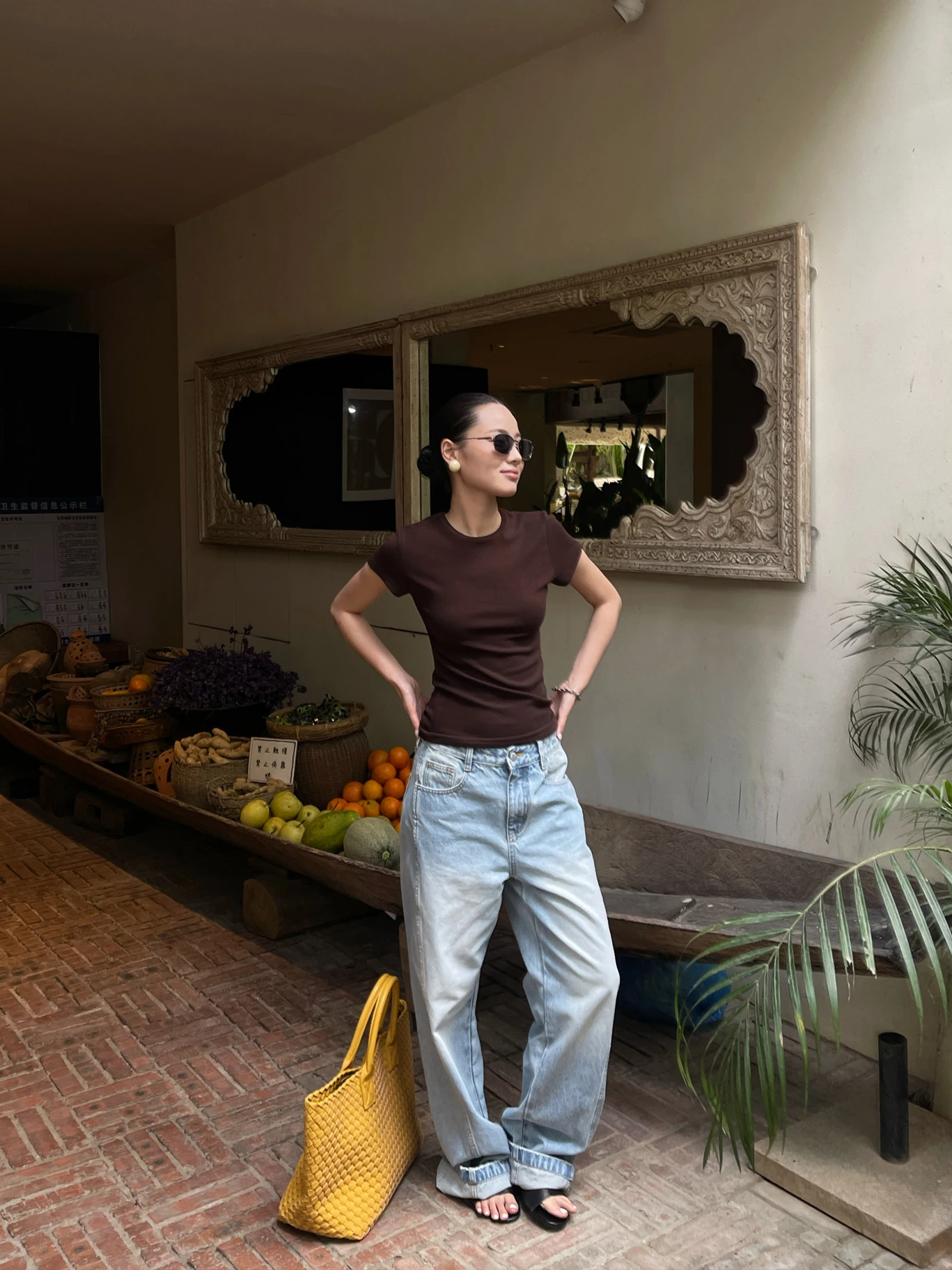 

mat Retro Hong Kong Sle Wide Leg Jeans Casual Loose Straight Long Pants High Waist Cotton Blend Winter Commute Wear