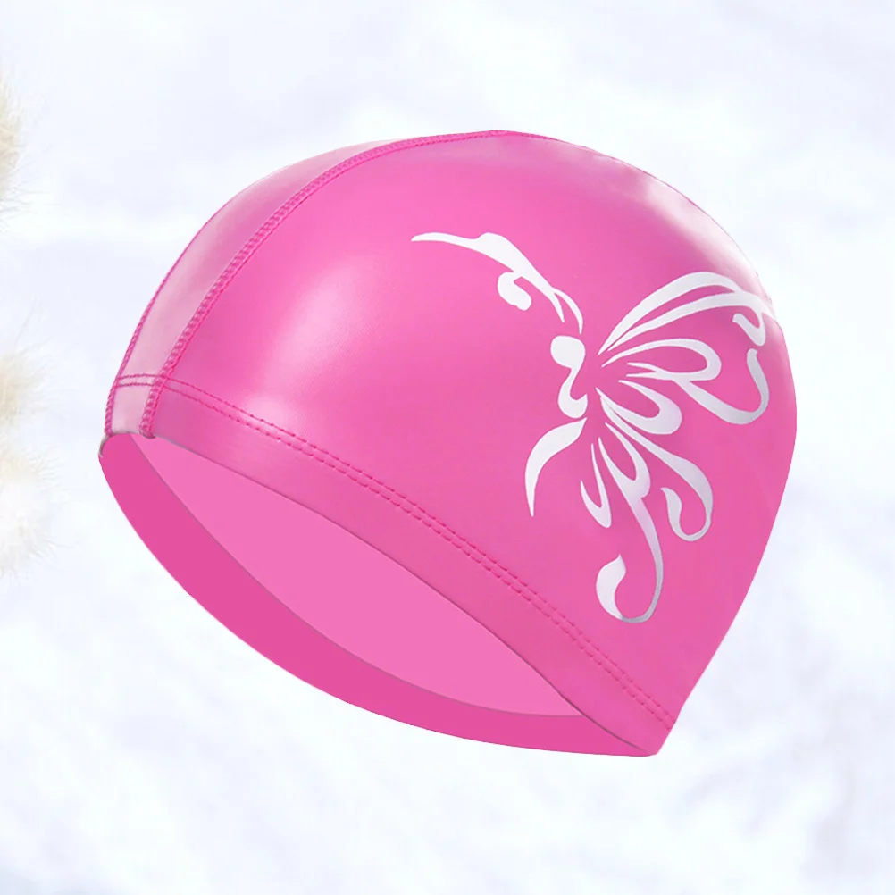 غطاء أذن خفيف الوزن مقاوم للماء لحماية السباحة وقابل للتمدد مناسب للنساء والفتيات وإكسسوارات السباحة على شكل فراشة وردية