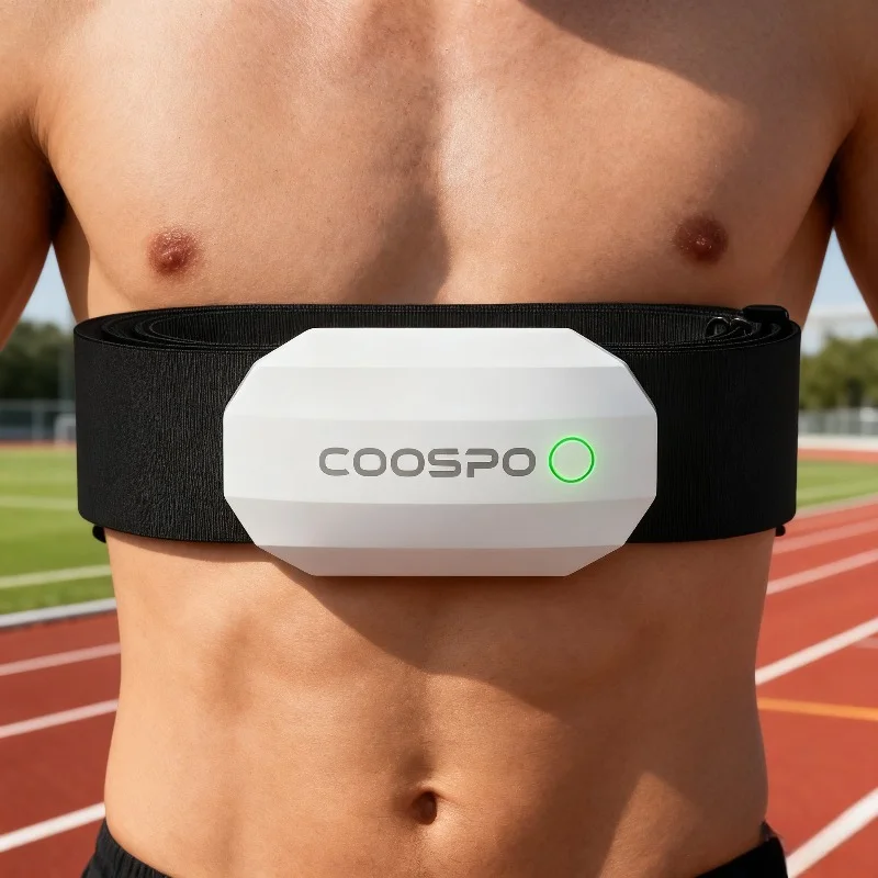 COOSPO H808S مستشعر معدل ضربات القلب وضع مزدوج ANT بلوتوث مع حزام الصدر كمبيوتر لركوب الدراجات لشاشة Wahoo Garmin Zwift الرياضية