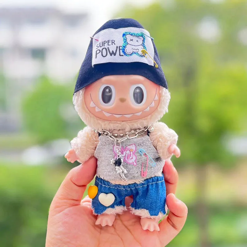 Mini Labubu Clothes 17cm Cute Plush Hoodie Idol Dolls Jumpsuit Clothing Fans Overalls No Doll Accessories For Korea Kpop Exo