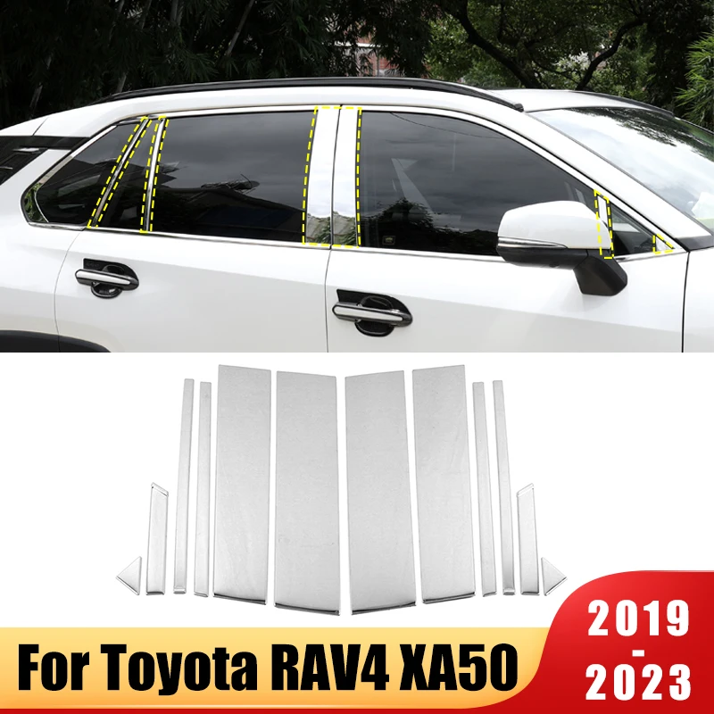 

For Toyota RAV4 2019 2020 2021 2022 2023 RAV 4 XA50 Accessories Exterior Stainless Steel Window Center BC Pillar Decorative Trim