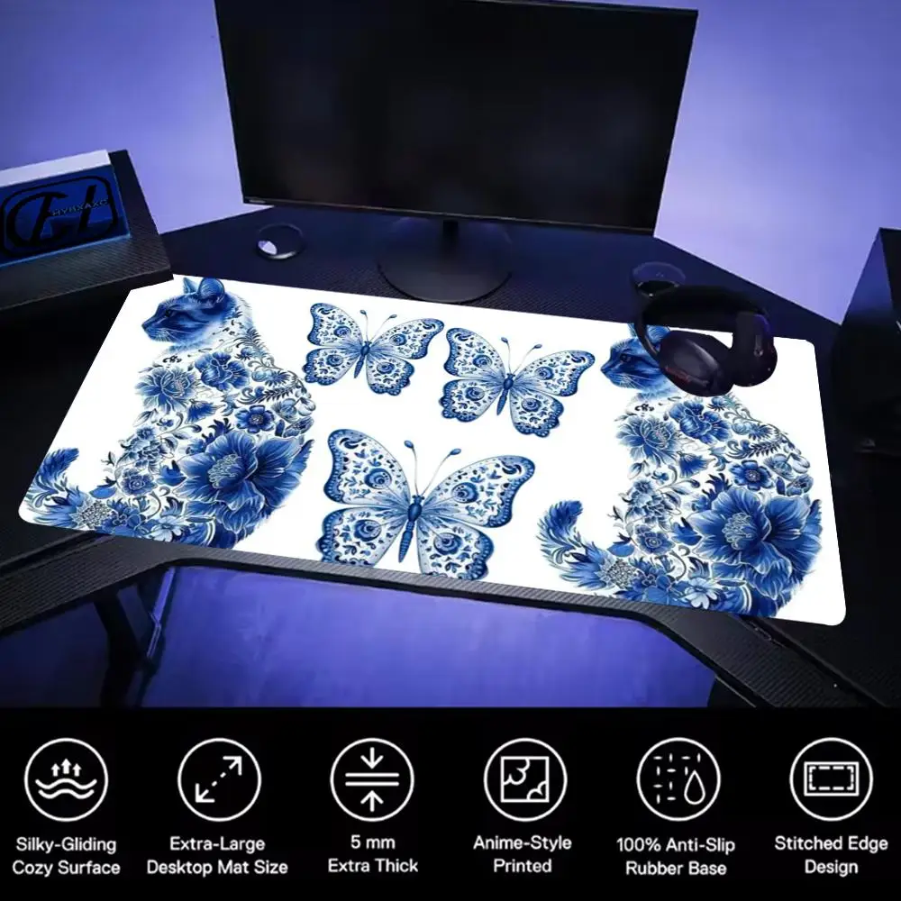 

Коврик для мыши с цветами и кошками Коврик для мыши Настольный коврик для мыши Симпатичный HD Настольный коврик Расширенные коврики для игровой клавиатуры Большой коврик для геймерской мыши XXL