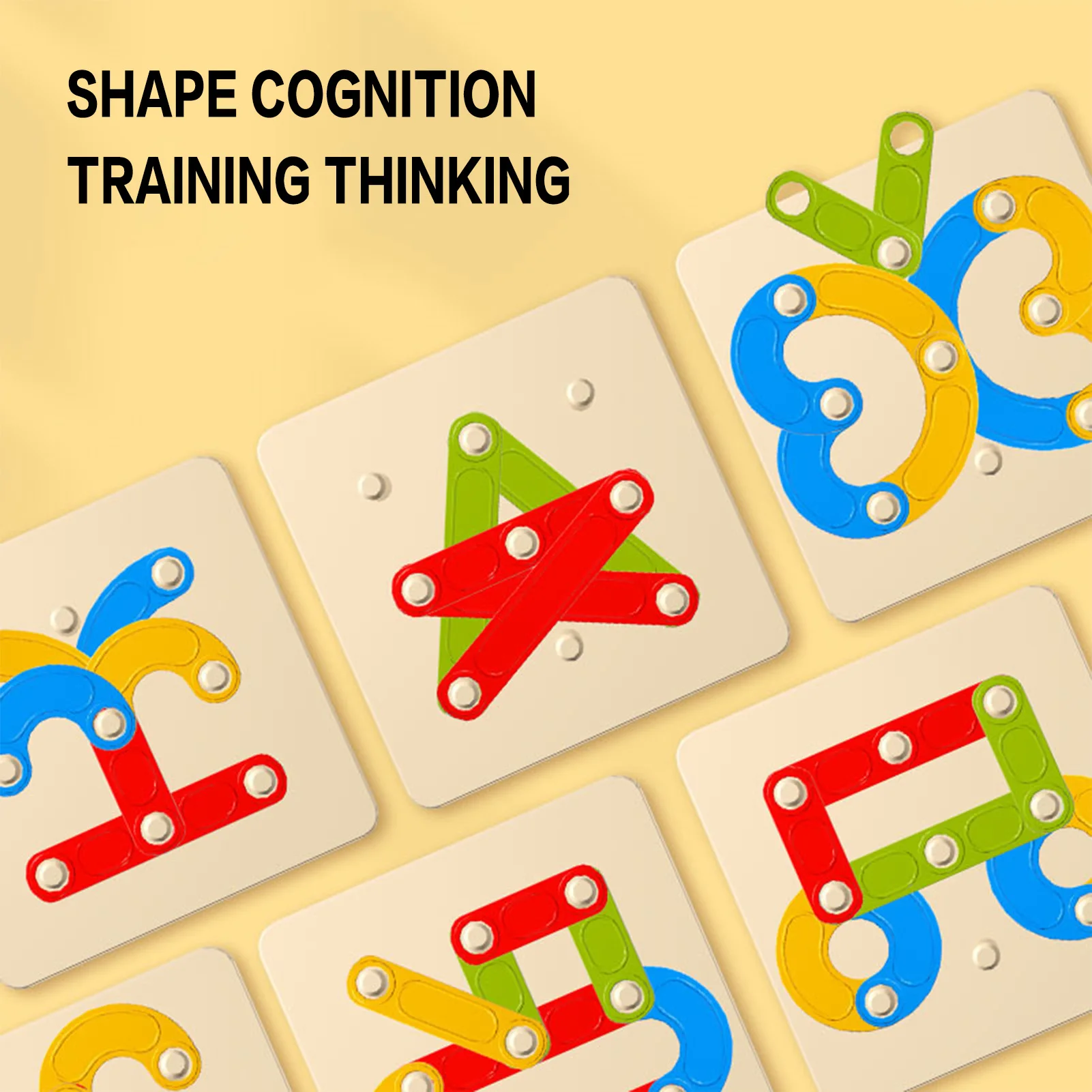 Creative Pegboard Puzzle Toy for Kids Educational Montessori Shape Color Learning Stem Toy Develops Hand-Eye Coordination