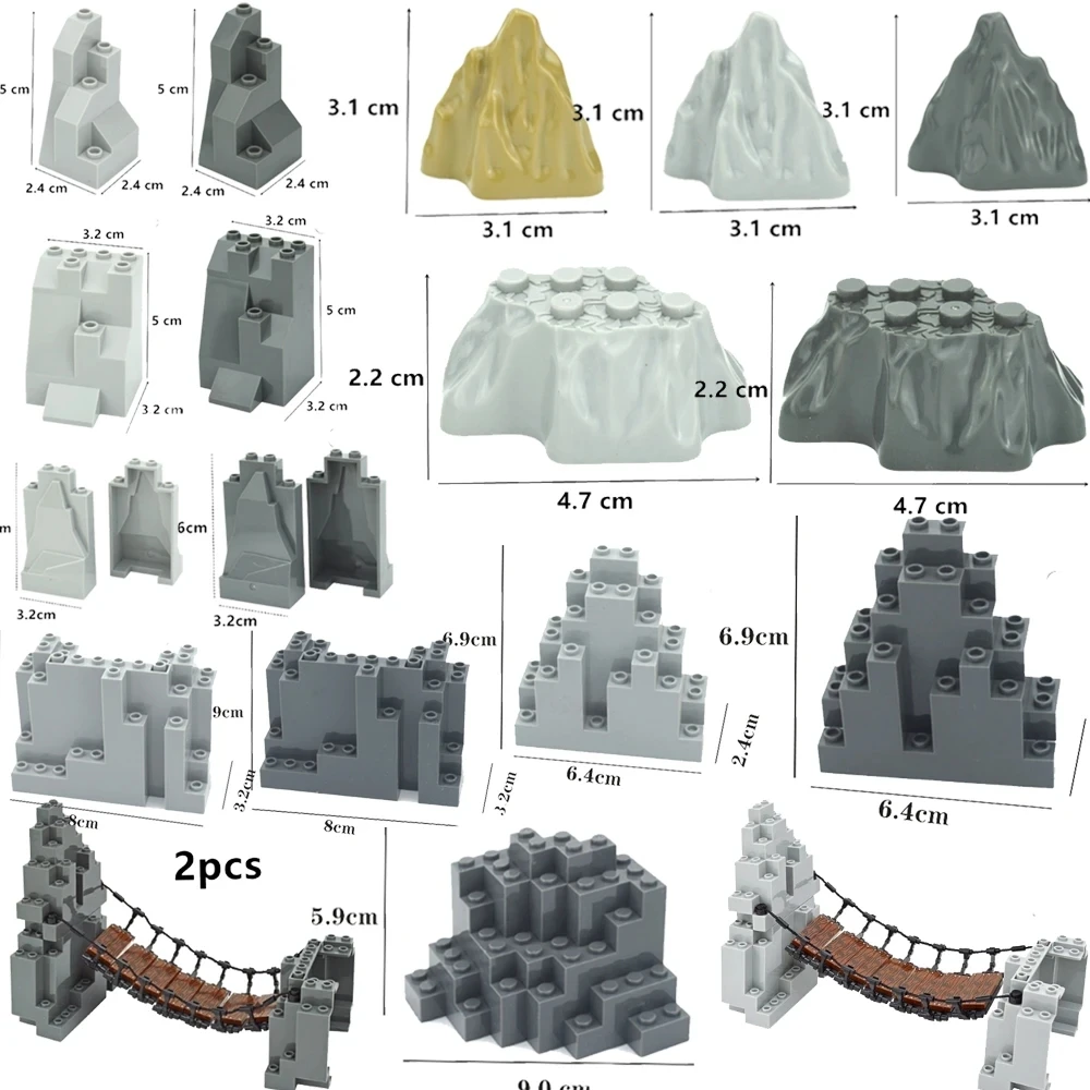 City Building Blocks 6082 6083 23996 47847 Rock Panel Drawbridge Brick Rockery Mountain Scene Street View Hill Stone Kid Toys