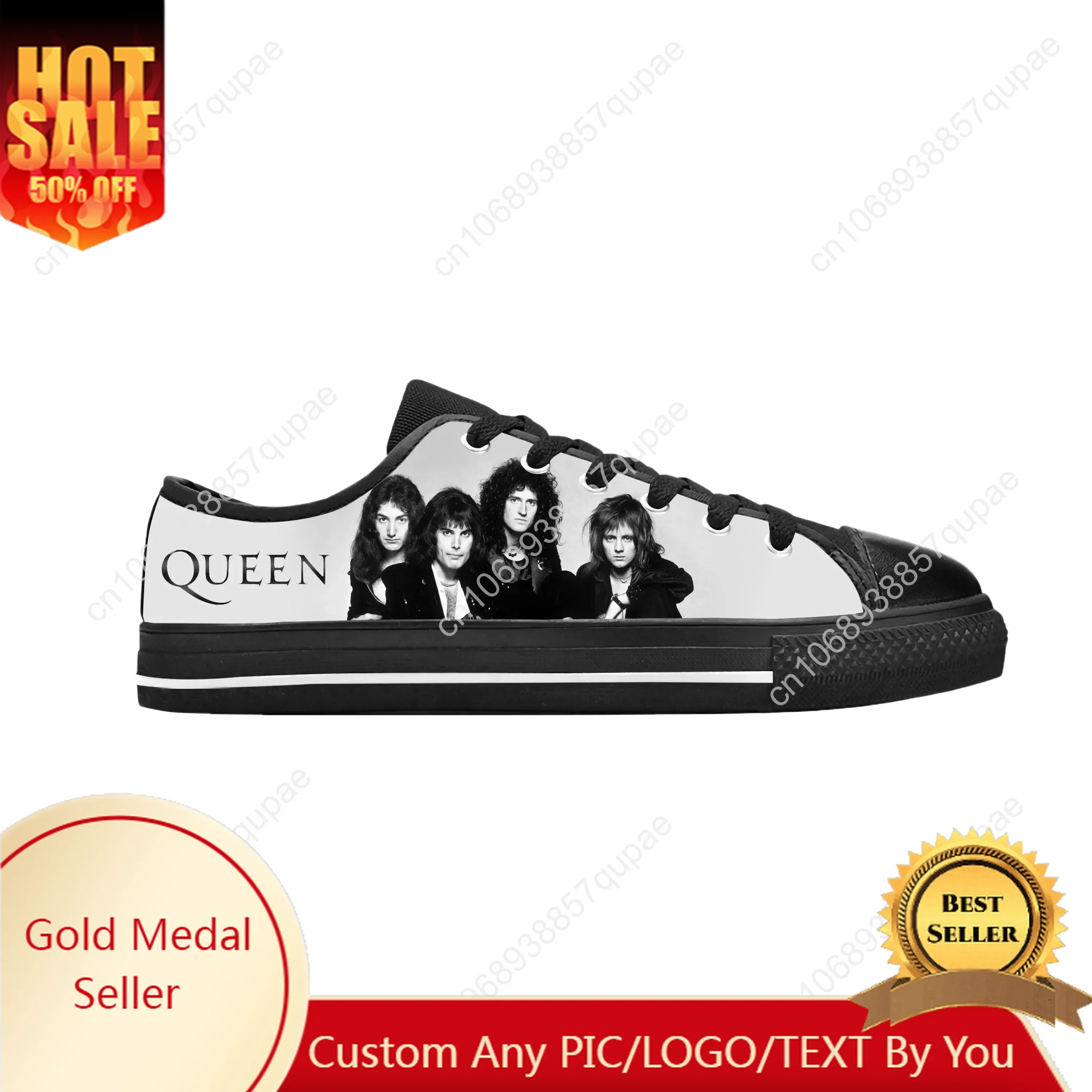 Freddie Mercury Rock Band Music Singer Funny Queen Casual Cloth Shoes Low Top Comfortable Breathable 3D Print Men Women Sneakers