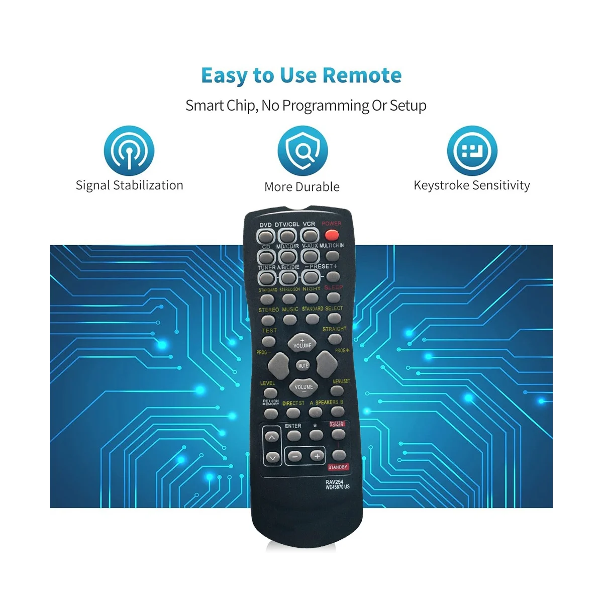 RAV254 Replace Remote Control for Receiver RX-V496 -5240 -5250 -5630 RX-V350 RX-V359 RX-V390