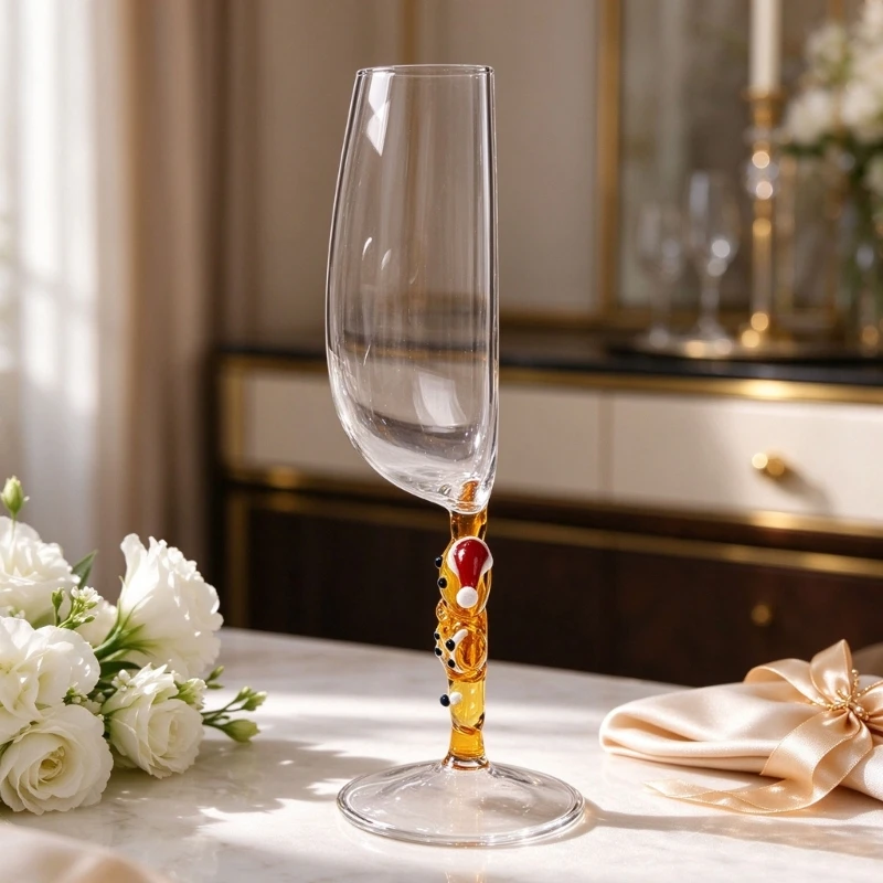 Cookie-Character Stemmed Wine Glass in Borosilicate Glass, Playful Half-Glass Concept with a Clear Bowl for Party Drinks Y5GB