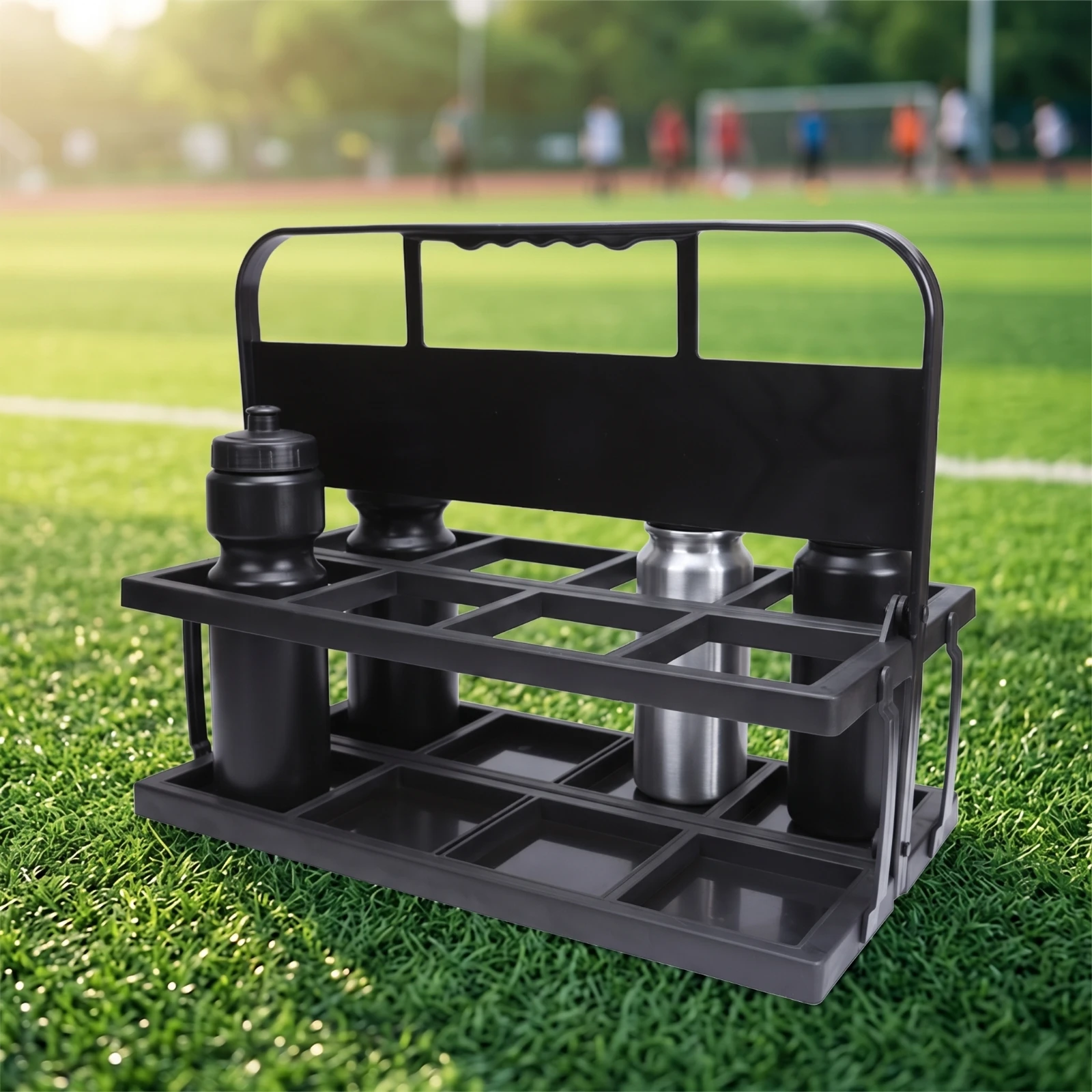 Sports Bottle Carrier Stable Water Bottle Rack Holder Heavy-Duty Rectangular for Coaches, Courtside, Outdoor Training