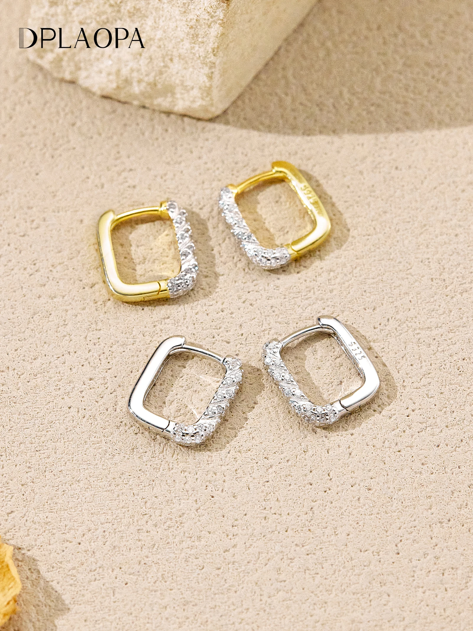 

DPLAOPA 925 Sterling Silver Thick Loops CZ Zircon Rectangle Hoop Earrings Women 2025 Fine Luxury Anniversary Gift Daily Jewelry