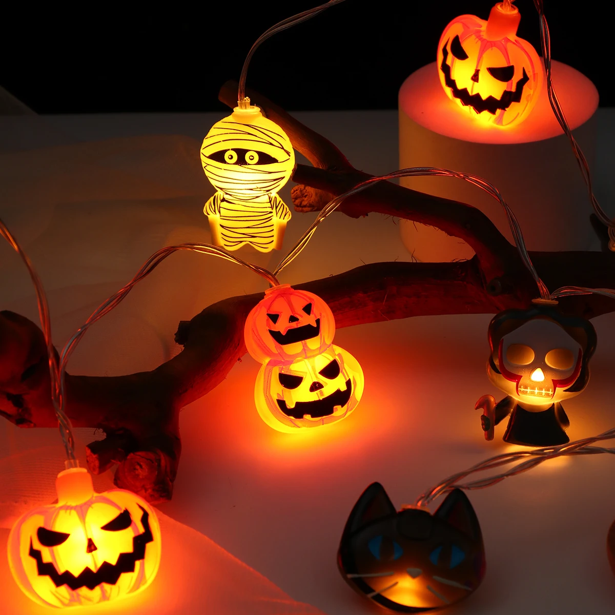 LED wakacyjne Halloween latarnie w kształcie dyni girlanda żarówkowa impreza z okazji Halloween dekoracja dla domu 2024 impreza z horroru kryty