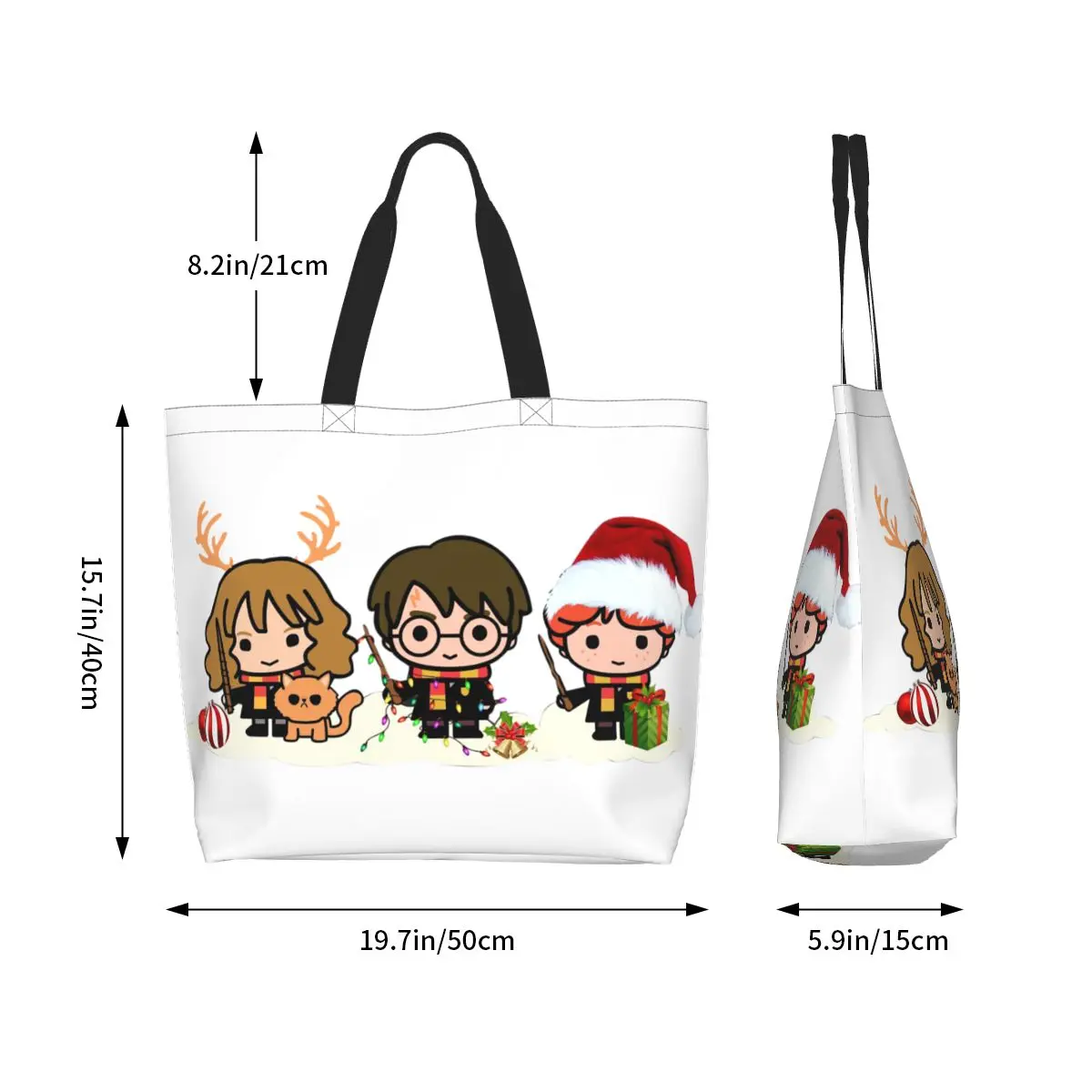 Wizard Cosplay Groceries Shopping Tote Bags Magic Witchcraft And Wizardry Canvas Shopper Shoulder Bags Big Capacity Handbag