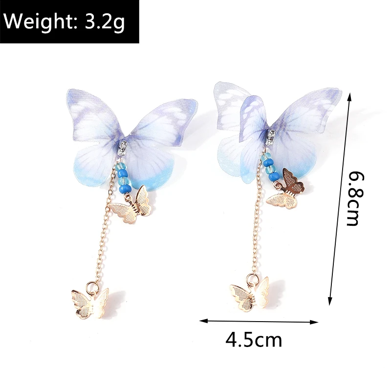 Aihua Bunte Huggies Große Schmetterling-Ohrringe Kristall Schöne Schmetterling-Hängeohrringe für Damen Frühling Sommer Reise-Schmuck – Detail 1