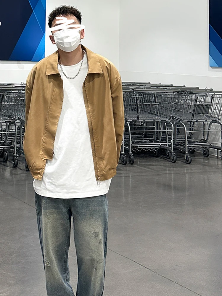 

Мужская куртка Jaet Baseball Sle High Street Vibe с американским воротником, весенне-осенняя верхняя одежда, повседневная свободная посадка из полиэстера и нейлона...