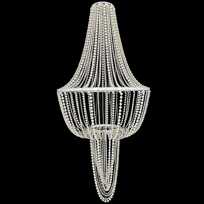 Korean Style Wedding Backdrop Acrylic Pearl Chandelier Ceiling Pendant Stage Decoration Elegant Hanging Ornament for Ceremony