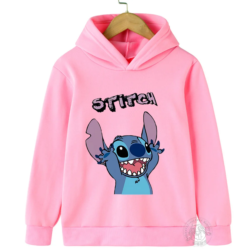 Disney Stitch Children\'s Street Fashion Sweater Boys Girls Tops Children\'s Sports Pullover Outdoor Sports Hoodie