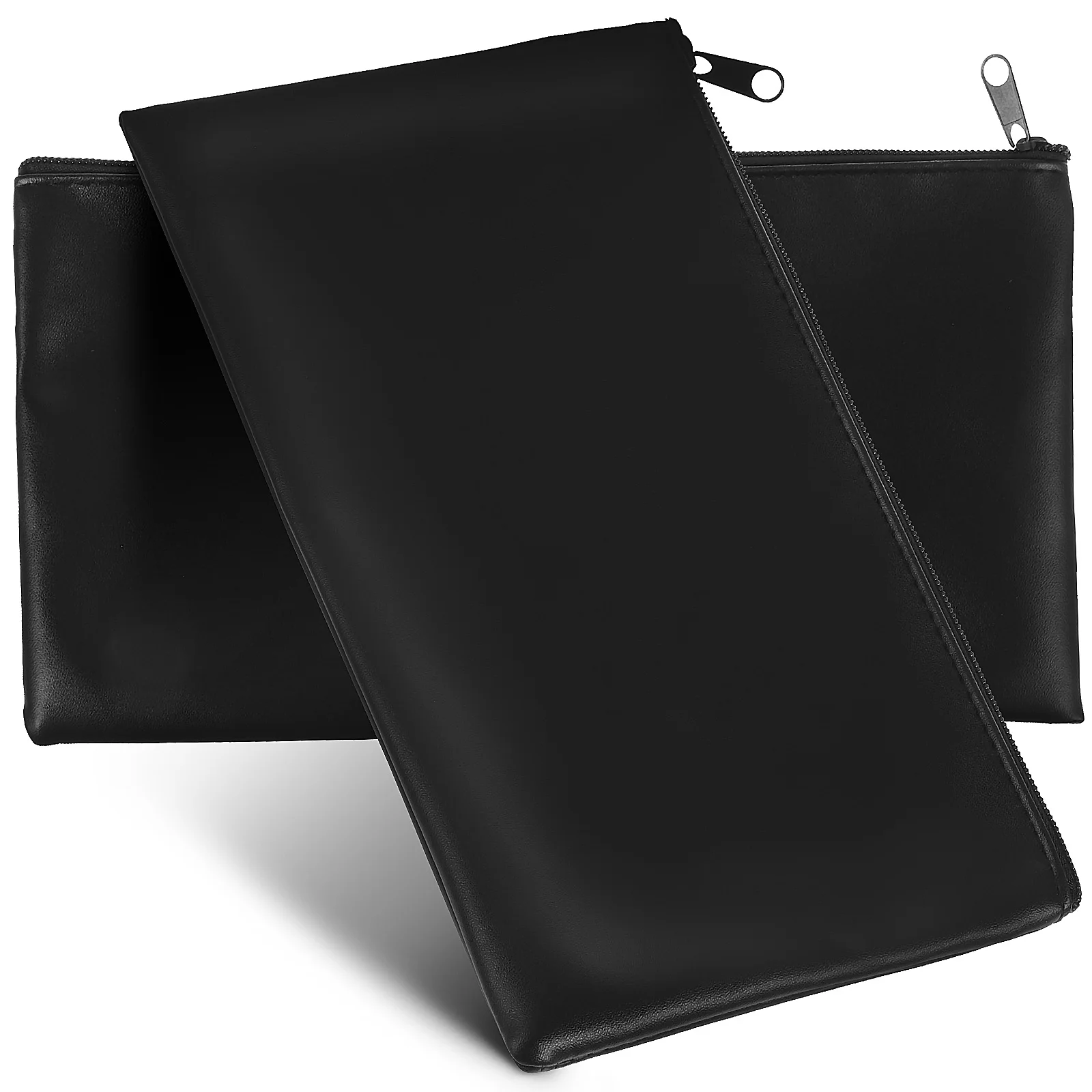 

2 pcs Black PU Bill Bag Cash Envelope Money Pouch for Checks Receipts Coins Storage Tote Handbag Backpack Travel